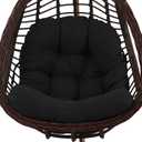 idee-home Egg Chair Cushion Replacement, Hanging Chair Cushion Outdoor with Waterproof Cover, Wicker Hammock Swing Cushioned for Patio, Black (Without Chair）