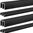 Landical 2 Set 3 ft Black Aluminum Sliding Door Track Set for 1/4" Panels, Top and Bottom Closet Door Metal Track for Cabinet, Showcase, Glass or Wood Sliding Doors