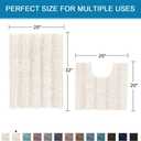 H.VERSAILTEX Bathroom Rugs Bath Rug Set 2 Piece Bathroom Contour Rug Toilet Mat Sets Non Slip Contour Bath Rug Ultra Thick Water Absorbent Striped Bath Mats Washable(20" x 32" Plus 20" x 20" U, Ivory), 20" x 32" Plus 20" x 20" U Shape