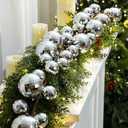 Dingion 6 ft Christmas Ornament Ball Garland Xmas Disco Ball Hanging Decoration Shatterproof Ornament Garland for Christmas Tree Mantel Fireplace Stair Indoor Outdoor Party
