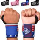 WYOX Weightlifting Wrist Wraps 12" Professional Quality Wrist Support with Heavy Duty Thumb Loop Best Wrap for Powerlifting Competition Strength Training Bodybuilding Gym Workout Bands for Stability (USA Flag)