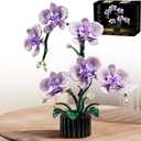 Purple Orchid Building Block Set with Vase 619 Pcs, Phalaenopsis Floral Model Kits, Compatible with Lego Flowers for Mother's Day, Anniversary, Birthday for Adults & Teens Ages14+