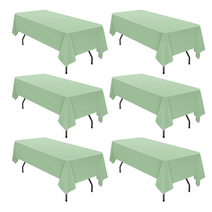 6 Pack Tablecloth 60 x 126 inch Polyester Table Cloth for 8 Foot Rectangle Tables,Stain and Wrinkle Resistant Washable Fabric Table Covers Polyester Sage Green Tableclothes for Wedding,Party,Banquet