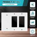Kingdder 1 Pcs 3-gang 2-decorator 1-blank Wall Plate Standard Size Stainless Steel White Light Switch Plate Gloss Finish Size 3-gang 4.50" x 6.38" Corrosion-resistant Gfci Outlet Receptacle