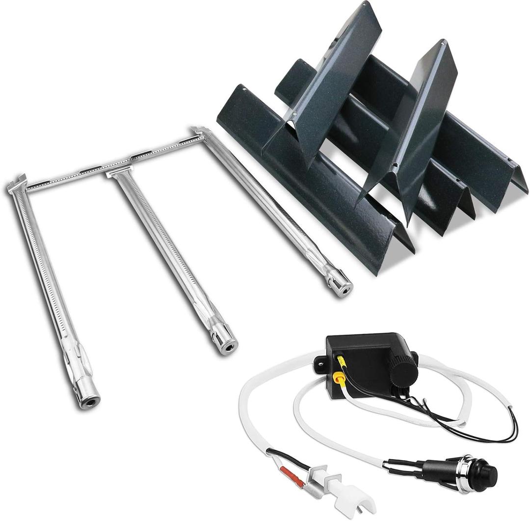 Utheer Grill Replacement Parts for Weber Spirit and Spirit II 300 Series, 15.3" Flavorizer Bars, 18" Grill Burner and Ignitor Kit for Weber Spirit E310, E320, S310 with Front Control, 7636, 69787