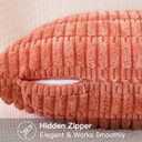 OTOSTAR Corduroy Decorative Throw Pillow Covers 24x24 Inch Super Soft Boho Striped Square Pillow Covers Case Modern Cushion Covers for Sofa Couch Bedroom Car Decor Coral