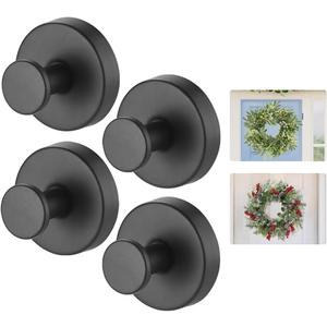 Suction Cup Wreath HangerSuction Cup Hooks Hanging 15 LbsWaterproof Suction Cup Wreath Holder for Windows, Shower, WreathsSmooth Doors (Black, 4)