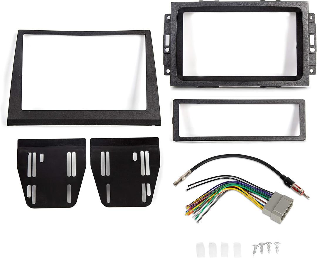 Kojem Double Din Dash Kit Compatible with 2006-2007 Jeep Commander Center Dashboard Cover Bezel Wire Harness Radio Dash Install Kit