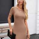 Valiamcep Womens Summer Tank Dress Crewneck Sleeveless Ribbed Knit Slim Fit Bodycon Mini Dresses (Medium)