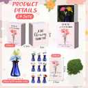 Wonderjune 12 Sets End of School Year Student Gifts Bulk for Women Positive Mini Bud Vases with Flower Office Desk Decor Mini Box Breathing Thank You Graduation Favors for Coworker (Blue)