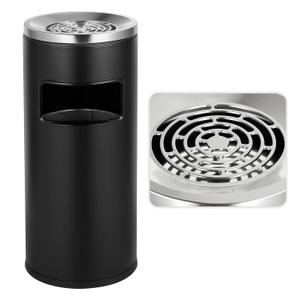 BEAMNOVA Black Trash Can with Lid Outdoor Indoor Stainless Steel Commercial Garbage Bin Waste Container for Patio Yard Garage with Inside Barrel, Black, 12.4 in x 27 in (D * H)