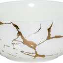 LUCCK Ceramic Cereal Bowl Marble Soup Bowl 17 OZ Ceramic Rice Bowl Luxury Gold Inlay Dessert Bowl Microwave and Dishwasher Safe for Oatmeal Snack (White)