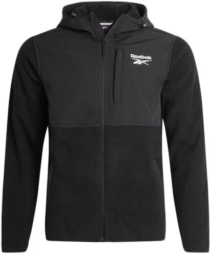 Reebok Mens Fleece Jacket - Lightweight Polar Fleece Zip Up Winter Jackets for Men - Gym Workout Running Outdoor Mens Jacket, Large