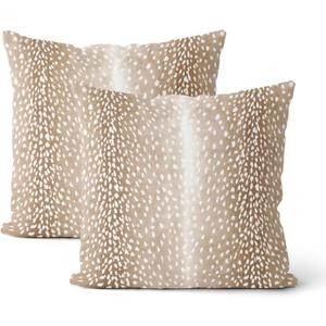 Antelope Pillow Covers 18x18 Inch 2 Pcs Brown Deer Animal Skin Print Decor Throw Pillows Fall Winter Modern Outdoor Decoration Pillowcase Soft Cotton Cushion Cover for Couch Sofa Bed