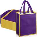 24 Pcs Reusable Gift Bags with Handles 10 x 8 x 4 Thank You Non Woven Tote Bags for Wedding Birthday(Purple Gold)