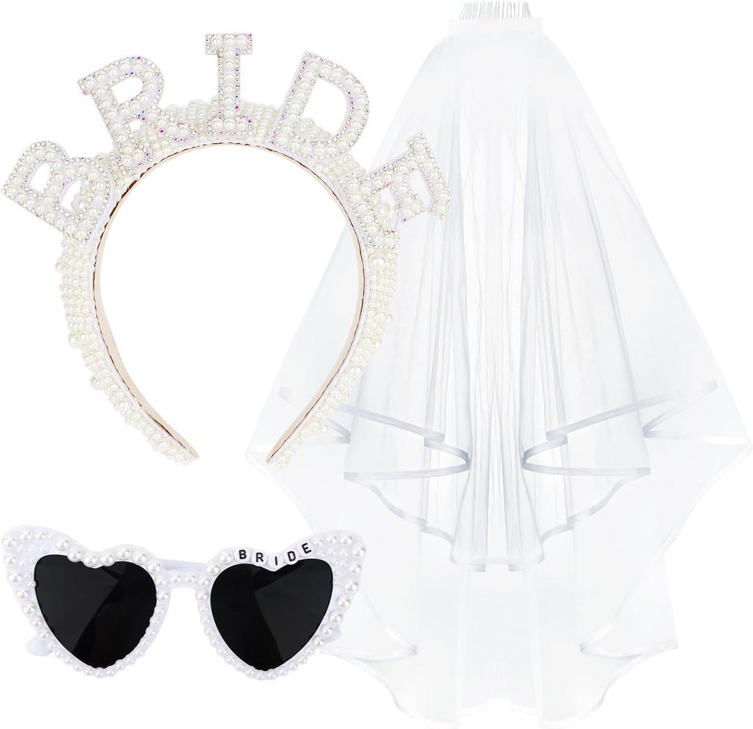Jaciya Pearl Bride Headband with Veil