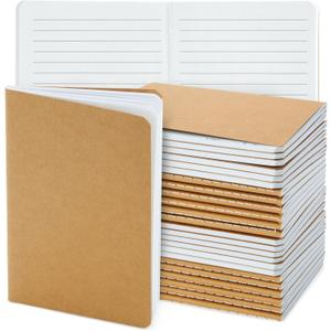 Paper Junkie A6 Kraft Paper Notebook - 4 x 6 in, Brown, 24 Pack Softcover, 80 Lined Pages - Writing Journal for Kids & Students - Bulk Journals - Notebooks & Party Favors - Classroom & Office Supplies