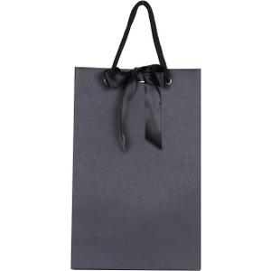 PAPERIST 8pcs 11.8x4.9x15.7 Elegance Black Gift Bag with Black Satin Bows Ribbon, Sturdy Durable Thick Gift Bag,Gift bag for Wedding, Christmas, Birthday Party, Bridal Shower, Baby Shower (Large)
