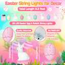Easter String Lights with 10 LED Bunny Cracked Egg - 8.2Ft Battery Powered Light with Timer Function - Fairy Spring Lighting for Indoor House Party Classroom Bedroom Rabbit Decorations - Clear Wire