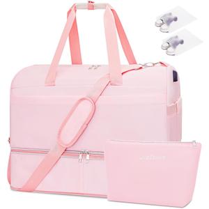 Weekender Bags for Women, 60L Extra Large Travel Duffle Bag with Shoe Compartment, Carry on Overnight Bag with Wet Pocket & Toiletry Bag, Convertible Travel Tote Backpack for Gym Sport Hospital 4Pcs Set