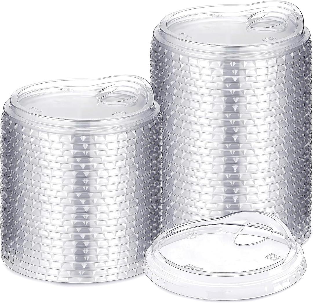 Ziliny 25 Count 98mm/3.86inch Strawless Sipper Lids, Clear Pet Lids for Plastic Cup Disposable Cover for 12, 16, 18 & 20 oz Cold Brew, Coffee, Beer, Cocktail, Beverage, Milkshake Cups (Style1)