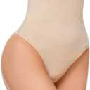 SIMIYA Thong Shapewear Tummy Control for Women High Waist Stay-Put Body Shaper Girdle Compression Stomach Shapewear Thong S