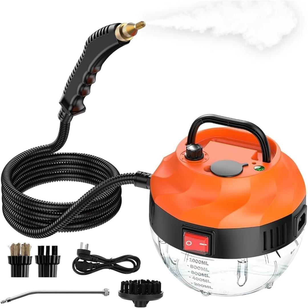 3800W High-Temperature Steam Cleaner for Car Detailing & Multi-Surface Cleaning 221°F Pressurized Steam, 1000ml Tank, 6 Adjustable Settings | Portable Steamer for Car Owners, DIY Enthusiasts