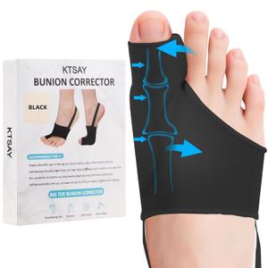 KTSAY 2PCS Bunion Corrector for Women & Men, Big Toe Straightener with Splint & Pads, Comfortable & Breathable for Day/Night Support, Hallux Valgus Pain Relief Non-Slip Socks (1, Black)
