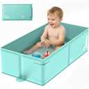 Bellas Friends Baby Collapsible Bathtub, Travel Bath Tub for Baby, Foldable and Portable, Easy Storage, Reinforced Structure, Lightweight, Travel Essentials for 6M-3Y Infant Toddler, Green