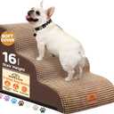 Zerbuger Dog Ramp and Stair for Bed 16" H-20 H,3-Step Cat Stair for Sofa and Chair,4-Step Dog Ramp for High Bed and Window,Durable Nonslip Fabric Cover for Indoor (Coffee-16 H, Pet Friendly, 3)