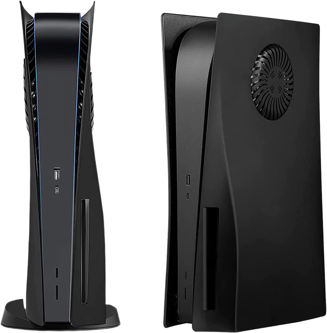 FacePlate Cover Shell with Cooling Vents for PS5 Disc Edition Console Faceplate, Accessories Compatible with PlayStation 5 Protective Replacement Panels (Black)