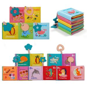 5-Pack Soft Cloth Crinkle Books for Babies 0-3, Washable Non-Toxic Sensory Early Educational Toys, Bath & Learning Cloth Books for Infants (Five Themes)