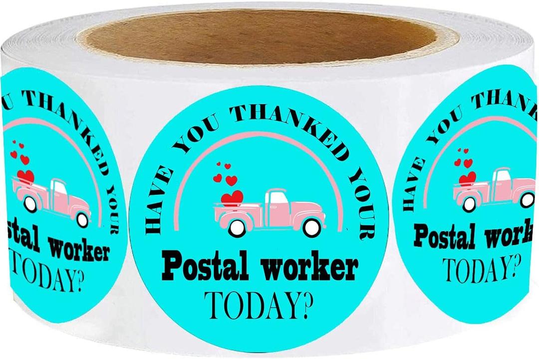 2 x Remarkable Postal Worker Thank You Stickers,1.5 Inch Postal Appreciation Sticker for Small Businesses,Post Mailman Appreciation Stickers,Happy Mail Themed Thank You Postal Worker Labels(500 Pcs)