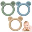 3 Pack BabyTeething Toys, Teethers for Babies 3-6 6-12 Months, BPA Free Teething Relief Easy to Hold, Silicone Teether Toys for Baby Essentials (Yellow)
