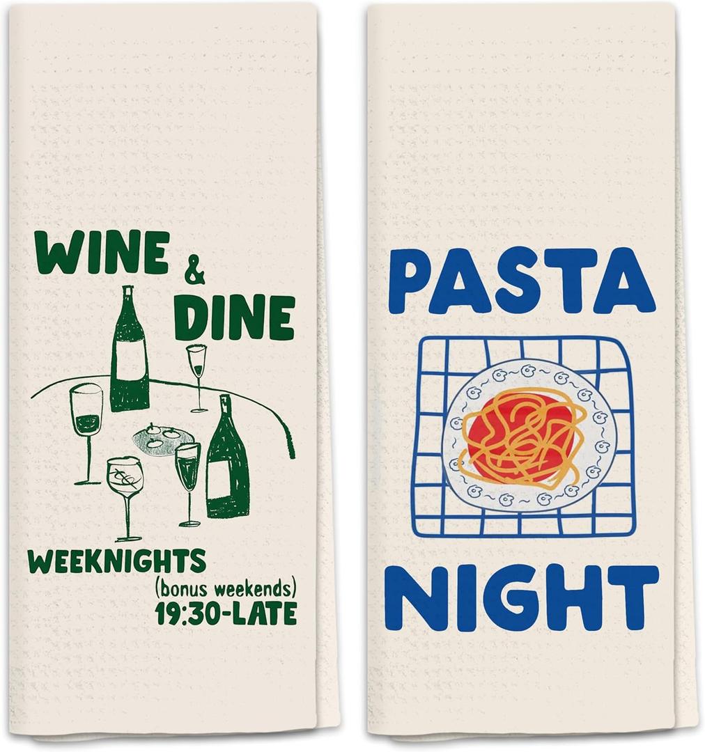Italian Kitchen Towels Set 2, Italian Kitchen Decor, Bar Towels for Kitchen Bartender, Retro Dish Towels for Hand Towels, Aesthetic Kitchen Decoration, 16x24 Inch