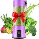 Cordless Personal Size Portable Blender - 12 Oz Blender for Smoothies and Shakes with BPA Free Traveling Juice Cup, 6 Blades for Powerful Blending, Suit for Sports/Travel/Home (Purple)