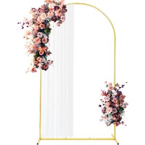 Youbetia Arch Backdrop Stand - Wedding Arch Balloon Arch Stand, Gold Wedding Arch Frame, Round Top Archs for Party Birthday Graduation Ceremony Baby Showers Decoration, 7FT