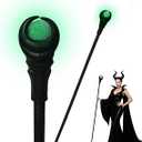 Nicky Bigs Novelties Light-Up Wizard Staff with Green Crystal Ball Orb Gothic Witch Warlock Costume Prop Halloween Cosplay Accessory for Adults