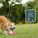 2 Pack 10 x 12" Clean Up After Your Dog Signs with Metal Stakes, Reflective Aluminum Please Pick Up After Your Dog Sign for Yard, No Pooping Dogs Signage, Rust Free UV Protection Weatherproof
