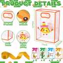 Gersoniel 24 Pack Cinco De Mayo Clear Gift Bags with Handles Reusable Plastic Mexican Party Gift Bags with Ribbons Fiesta Goodie PVC Pouches for Birthday Holiday Party Supplies, 7 x 10 x 3.15 Inch