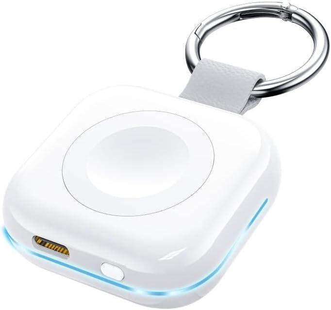 HUOTO Portable Watch Charger for Apple Watch Series 9,Portable Magnetic iWatch Charger 1200mAh Power Bank Mini Purse Items Fast Keychain Charging for Apple Watch Series10/ 9/8/7/6/SE/5/4/3/2/1/UItra (White)
