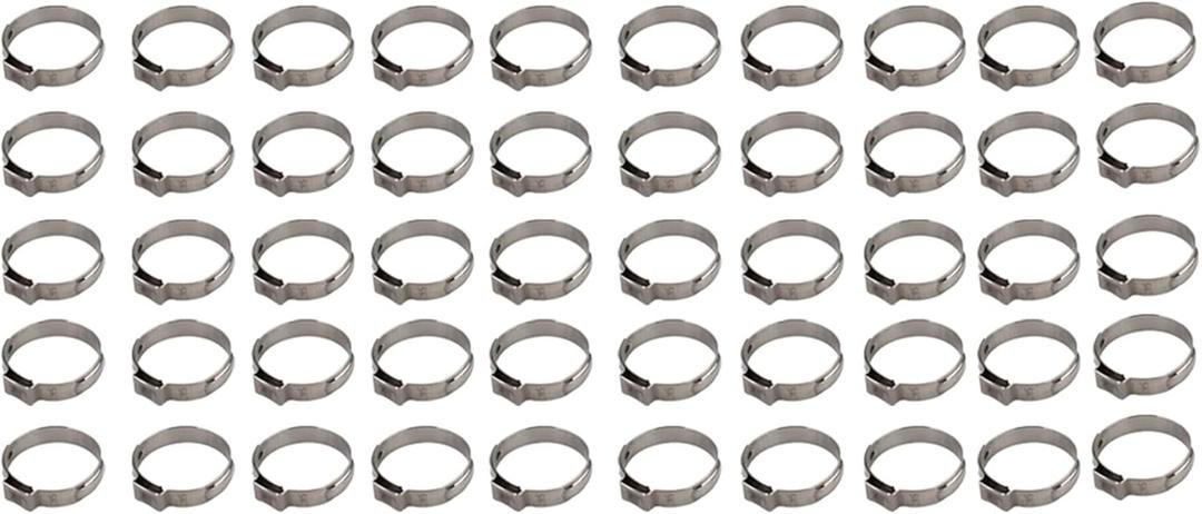 kimllier 50pcs 1 Inch Cinch Clamps, Stainless Steel Fittings Crimp Rings Pinch Clamps for Tubing Hose Fitting Connections 25.4-28.5mm