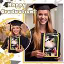Hollowfly Graduation Cow Gifts Set Include Graduation Cow of 2026 Stuffed Animal with Cap and Gown, Artificial Flower, Graduate Gift Box with Window and Greeting Card for Him or Her(Black, Gold)