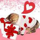 Hillban Valentines Dog Costume Pet Knitted Heart Sweater Small Puppy Clothes Warm Soft Outfits for Small Dogs and Cats(Chest 15.7in,Neck 10.2in,Back Lengt 14.2in)