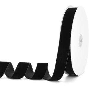 2 x Black Velvet Ribbon 1" x 20Yd,Great for Gift Wrapping,Hair Bows Making, Wreaths,Wedding and Christmas Party Decoration(Black 1")