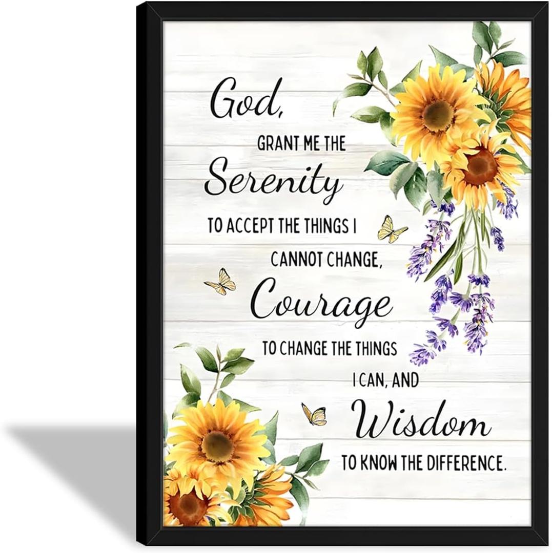 Serenity Prayer Framed Wall Art Bible Verses Wall Decor 16x24 Inch