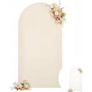 Wedding Arch Backdrop Cover, 5FT White Beige Arch Cover Stretchy Backdrops, Double-Sided Arch Stand Covers for Wedding Ceremony, Baby Shower, Birthday Party Decoration