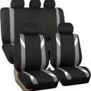 FH Group Premium Modernistic Flat Cloth Car Seat Covers Universal Fit, Washable Seat Covers for SUV Sedan Van, Gray, Full Set