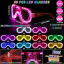 Oleitodh Glow in the Dark Party Supplies Set Bulk Neon Party Favor Toys Includes 30 Led Light up Glasses 10 Color 30 Light up Foam Sticks Bulk for Disco Wedding Birthday Concert Halloween Raves Party