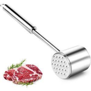 Meat Beater, Heavy Duty 304 Stainless Steel Meat Tenderizer Hammer, Dishwasher Safe, Kitchen Mallet for Steak, Chicken, Fish, Pork, Beef